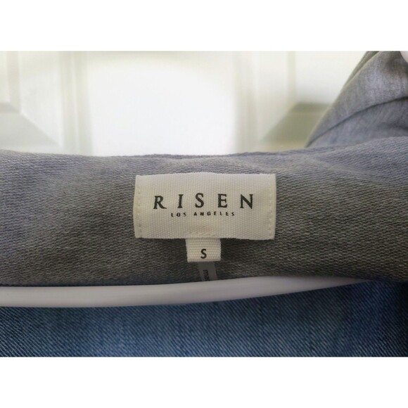 RISEN Los Angeles Streetwear Denim Jacket with Attached Grey Hoodie - Size S - Picture 6 of 11